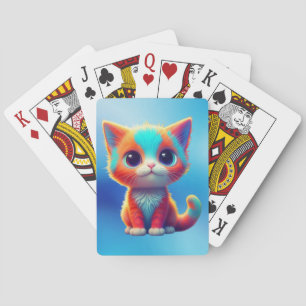 Rainbow Colored Kitten Cartoon Spielkarten