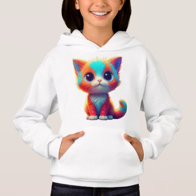 Rainbow Colored Kitten Cartoon T - Shirt (Vorderseite)