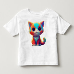 Rainbow Colored Kitten Cartoon T - Shirt