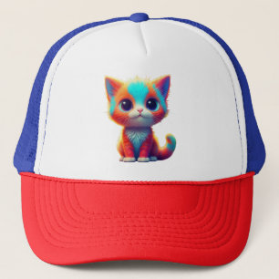 Rainbow Colored Kitten Cartoon Truckerkappe