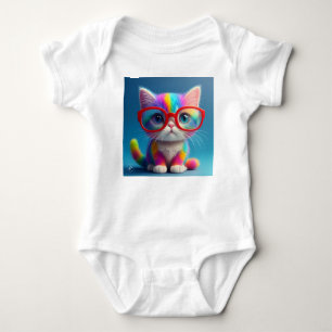 Rainbow Colored Kitten Wearing Glasses-47568 Baby Strampler