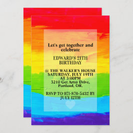 Rainbow Colored Leinwand Painting Birthday Party Einladung