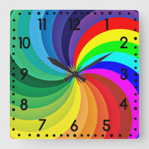 Rainbow Colored Mandala-46556 Quadratische Wanduhr