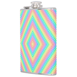 Rainbow-colored metal flask with a geometric flachmann