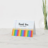 Rainbow Colored Pencils Lined Paper Teacher