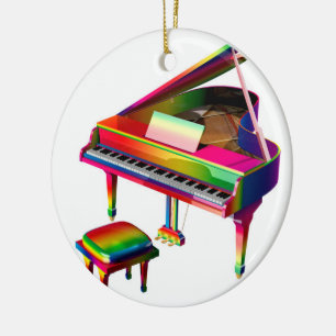 Rainbow Colored Piano Keramik Ornament