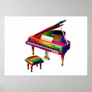 Rainbow Colored Piano Poster