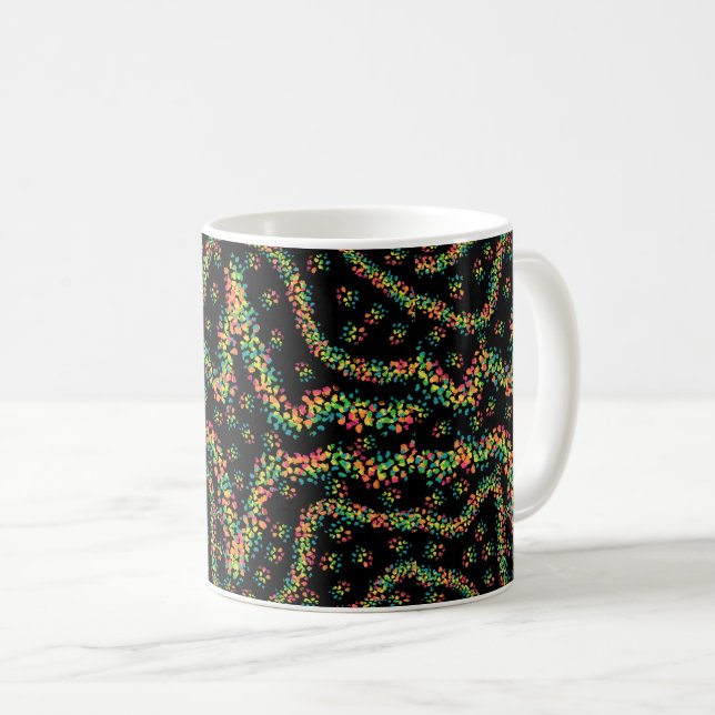 Rainbow Colored Seurat Style Pointillism Pattern Kaffeetasse (VorderseiteRechts)