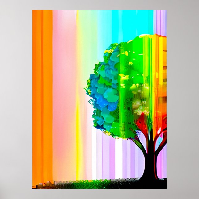 Rainbow Colored Tree and Sky Poster (Vorne)