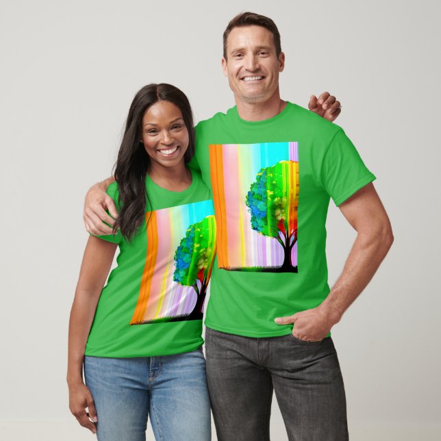 Rainbow Colored Tree and Sky T-Shirt (Unisex)