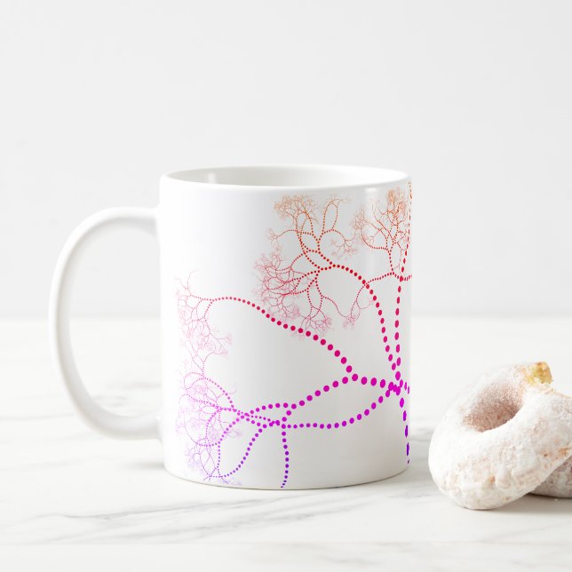 Rainbow Colored Tree Digitale Kunst Kaffeetasse (Mit Donut)