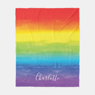 Rainbow Colorful Bright Script Personalisiert Mode Fleecedecke