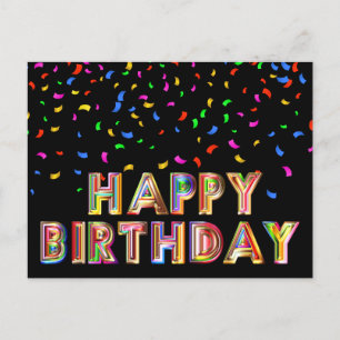 Rainbow Colorful Confetti Happy Birthday Postcard Postkarte