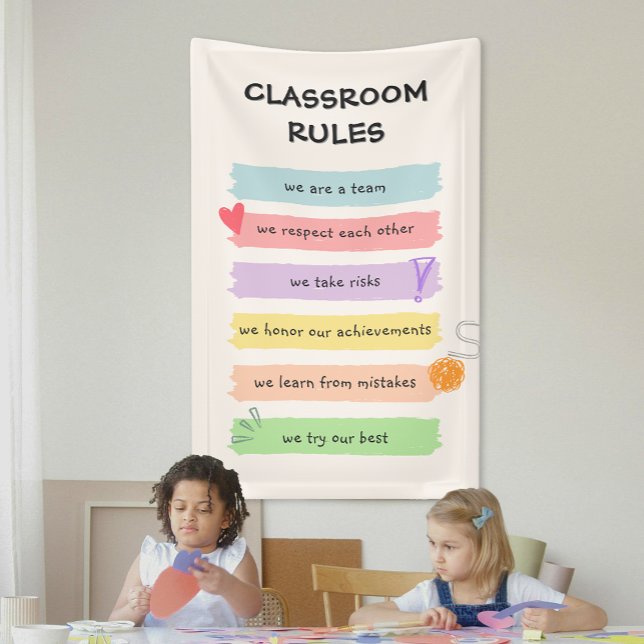 Rainbow Colorful Custom Teacher's Classroom Rules Banner (Rainbow Colorful Custom Teacher's Classroom Rules Banner)