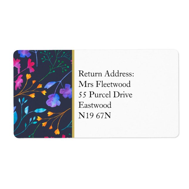 Rainbow Colorful Floral Muster Address Labels (Vorne)