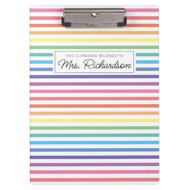 Rainbow Colorful Homeschool Lehrerin Zwischenablag Klemmbrett (Vorderseite)
