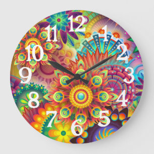 Rainbow Colorful Mandalases Clock Große Wanduhr