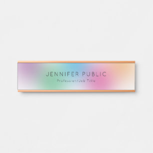 Rainbow Colorful Modern Template Elegante Rose Gol Türschild