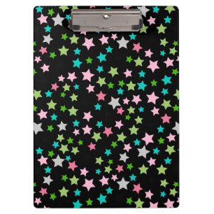 Rainbow Colorful Stars Black Starry Night Klemmbrett