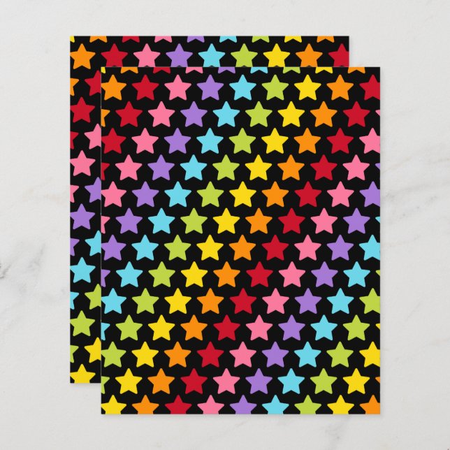 Rainbow Colorful Stars Scrapbook Papers (Vorne/Hinten)