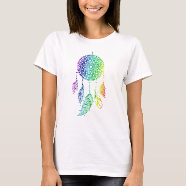 Rainbow Colorful Traumfeder T-Shirt (Vorderseite)
