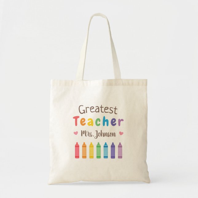 Rainbow Coloring Crayons Bester Teacher Tote Bag Tragetasche (Vorne)