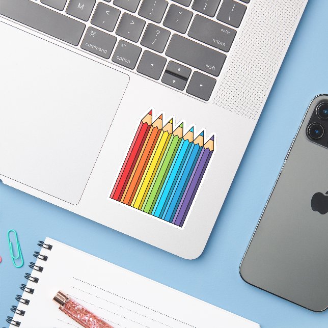 Rainbow Coloring Pencies Aufkleber (Laptop mit iPhone)