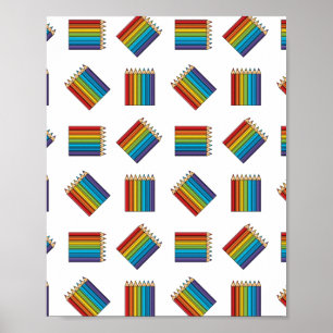 Rainbow Coloring Pencies Poster