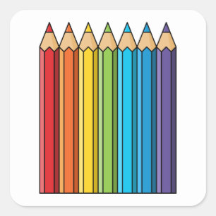 Rainbow Coloring Pencies Quadratischer Aufkleber