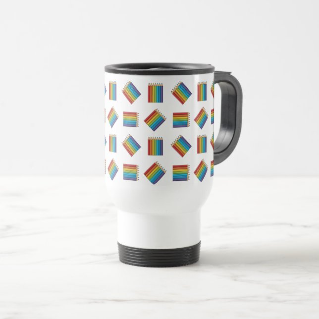 Rainbow Coloring Pencies Reisebecher (VorderseiteRechts)