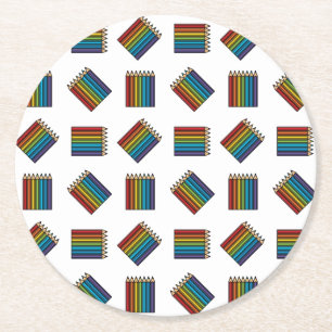 Rainbow Coloring Pencies Runder Pappuntersetzer