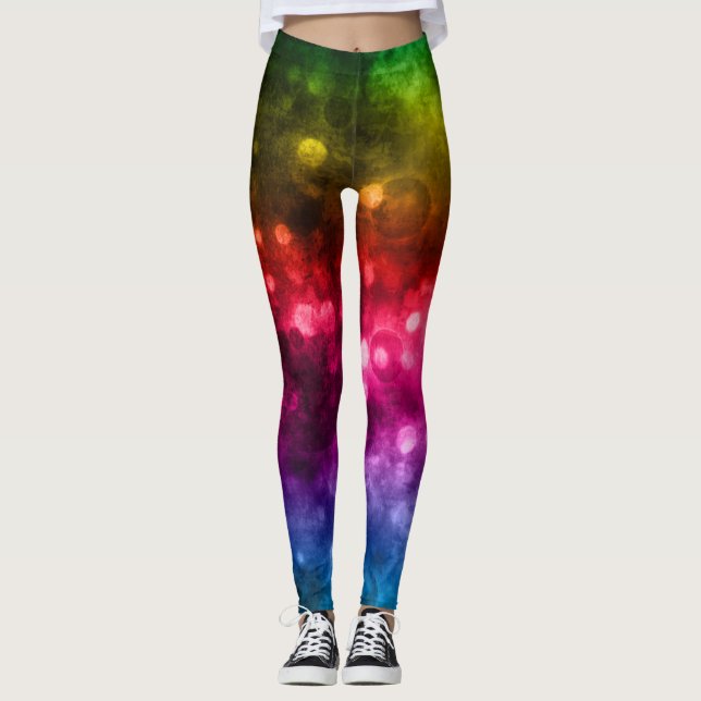 Rainbow Colors Abstrakt Bokeh Design Leggings (Vorderseite)