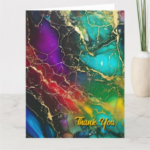 Rainbow Colors Alcohol Ink Painting Dankeskarte