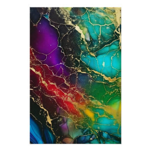 Rainbow Colors Alcohol Ink Painting Poster