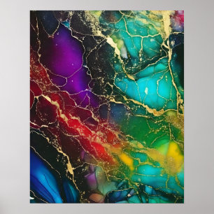 Rainbow Colors Alcohol Ink Painting Poster