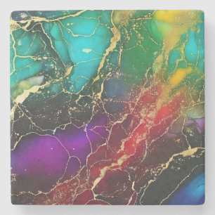 Rainbow Colors Alcohol Ink Tasche Steinuntersetzer