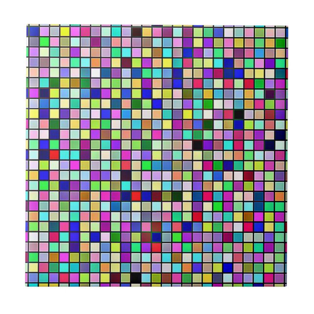 Rainbow Colors and Pastels Square Tiles Pattern Fliese (Vorderseite)