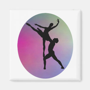 Rainbow Colors Ballet Dancers Silhouette Magnet