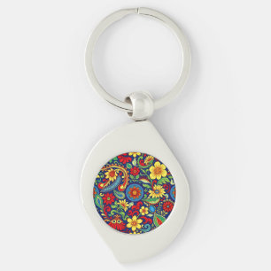 Rainbow Colors Blume Paisley Design Schlüsselanhänger