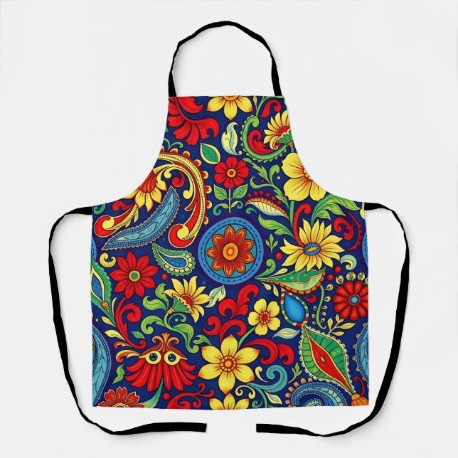 Rainbow Colors Blume Paisley Design Schürze (Vorderseite)