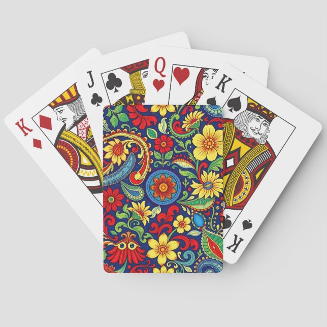 Rainbow Colors Blume Paisley Design Spielkarten (Rückseite)