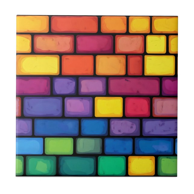 Rainbow Colors Brick Pattern Fliese (Vorderseite)