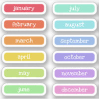 Rainbow Colors Charming Name of the Months Labels