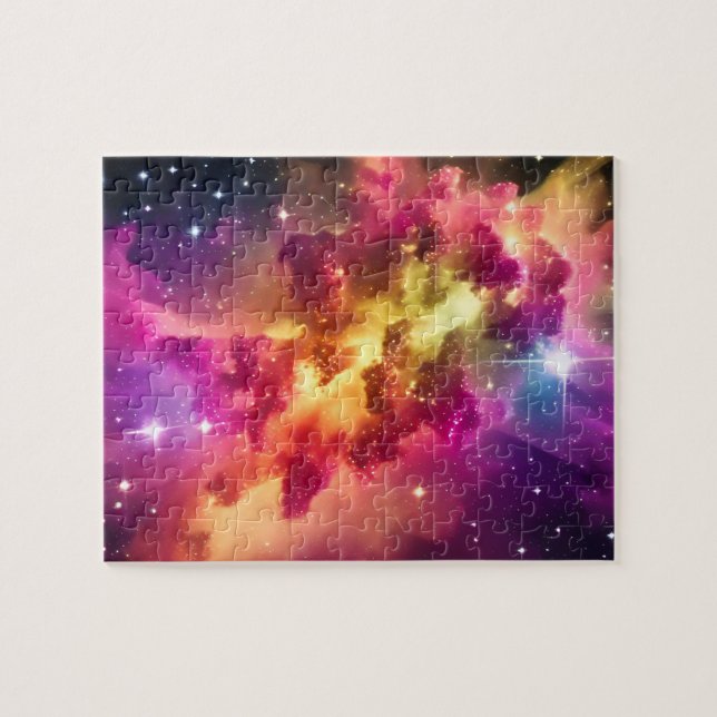 Rainbow Colors Cosmic Nebulae Space in Universum Puzzle (Horizontal)