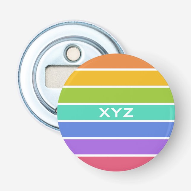 Rainbow Colors custom monogram Flaschenöffner (Vorderseite)