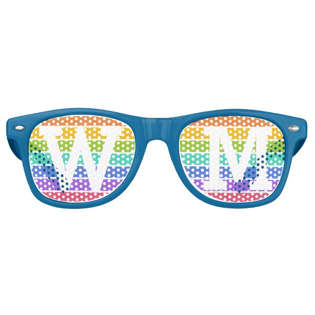 Rainbow Colors custom monogram Party Shades Partybrille (Vorderseite)