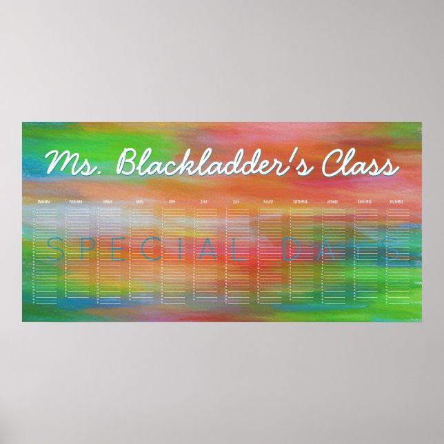 Rainbow Colors Custom Perpetual Calendar Poster (Vorne)