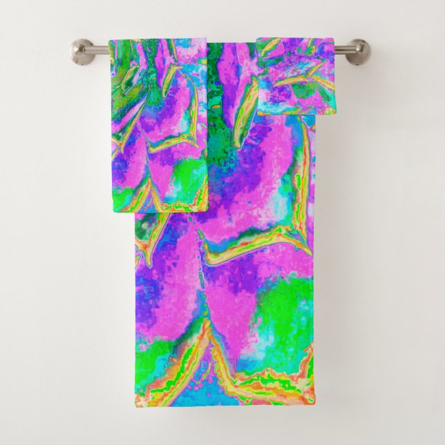 Rainbow Colors Fiesta Succulent Sedum Rosette Badhandtuch Set (Insitu)