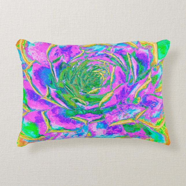 Rainbow Colors Fiesta Succulent Sedum Rosette Dekokissen (Vorderseite)