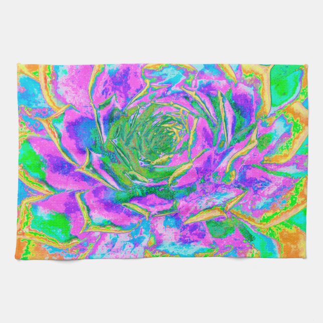 Rainbow Colors Fiesta Succulent Sedum Rosette Geschirrtuch (Horizontal)
